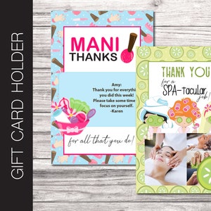 Printable SPA Appreciation Gift Card Holder. Mani Pedi Spa Thank You Gift. Spatacular Instant Download. Personalized message.