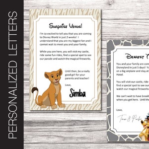 Lettere personalizzate stampabili del RE LEONE Viaggio a sorpresa. Simba. 5" x 7" Tutto il testo modificabile.