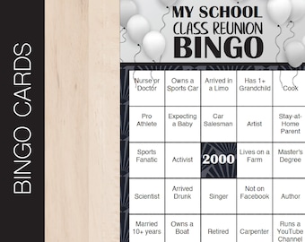 Printable CLASS REUNION Bingo Game | 40 Print-Ready or Editable PDF Cards | Instant Download Printable Digital File
