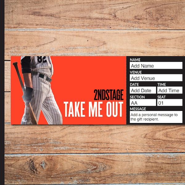 Printable TAKE Me OUT Broadway Surprise Ticket. Editable Musical Theatre Faux Event Admission Souvenir Keepsake. PDF Instant Download.