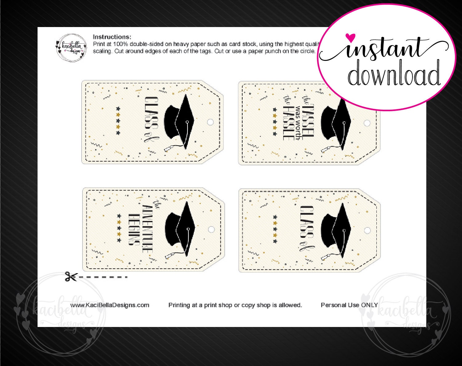 Editable GRADUATION Themed Gift Tags. Congratulations Graduate. Class ...