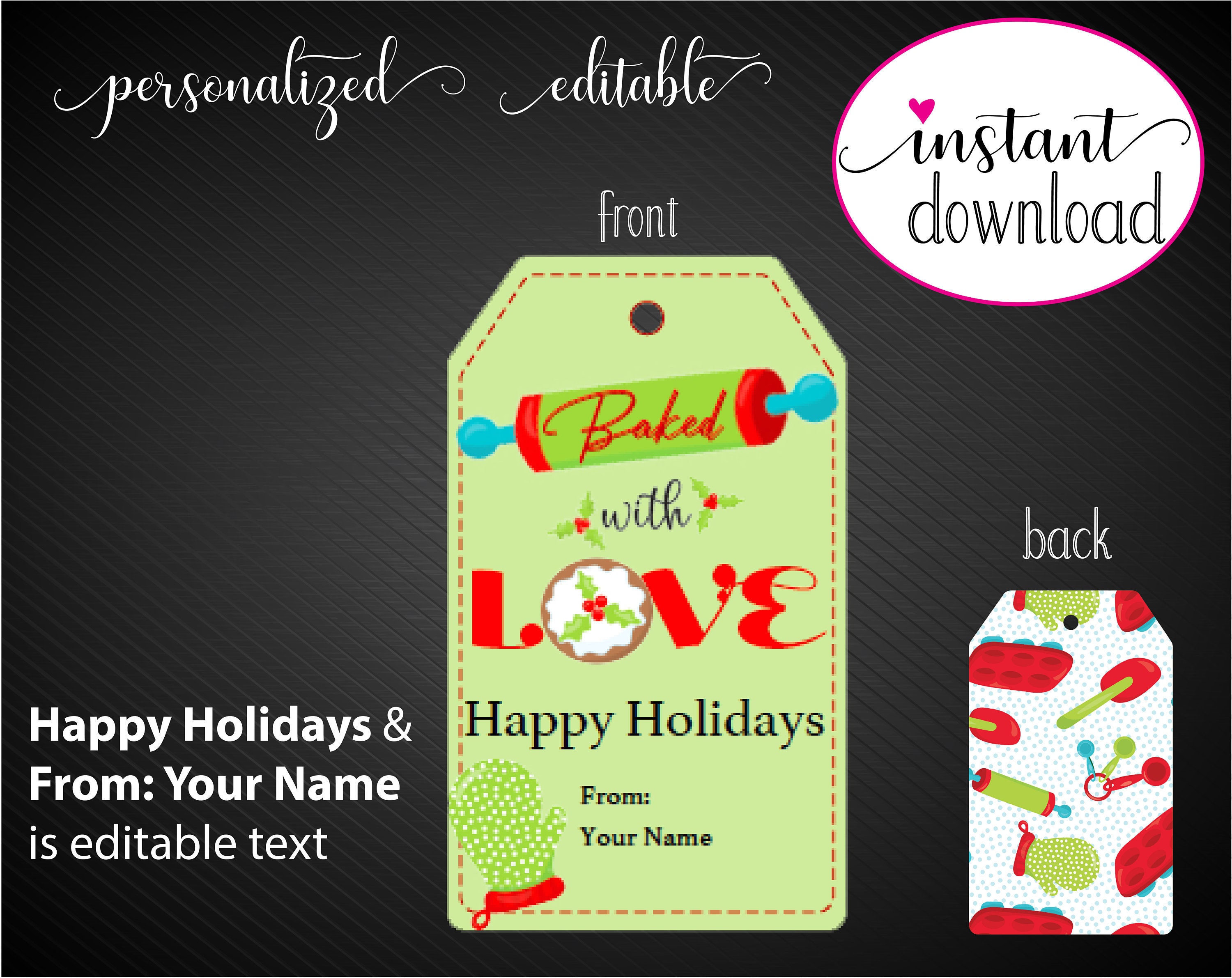 Printable HOLIDAY Baked Goods Gift Tags. Baked With Love Etsy