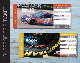 Printable CAR RACING Surprise Trip Tickets. Surprise Trip Reveal. NASCAR Racing. Stock Car Racing. Instant Download.