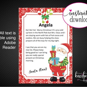 Printable SANTA CLAUS Personalized Letter. Letter From Santa. Christmas ...