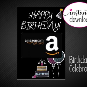 Printable BIRTHDAY Gift Card Holder. Personalized Chalkboard Balloons ...