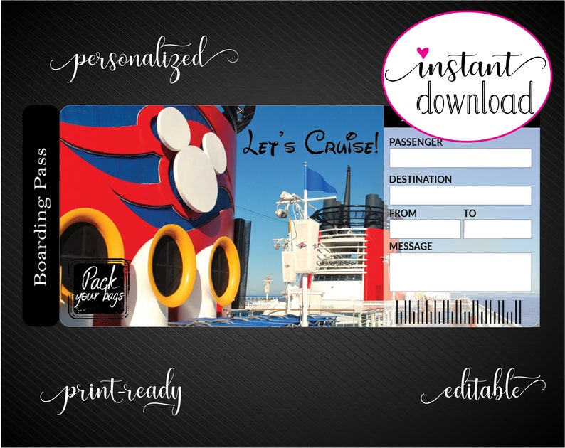 Printable DISNEY CRUISE Surprise Trip Tickets. Disney