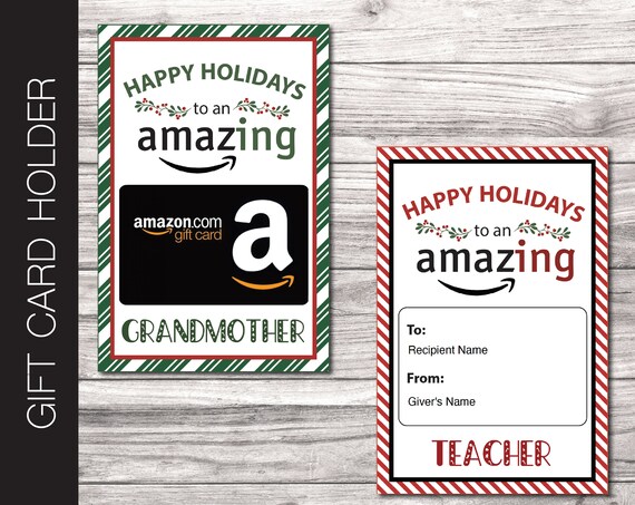 Printable HOLIDAY Amazon Gift Card Holder. Editable for | Etsy
