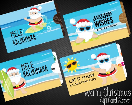 Printable HAWAIIAN Christmas Gift Card Sleeve / Envelope. Mele | Etsy