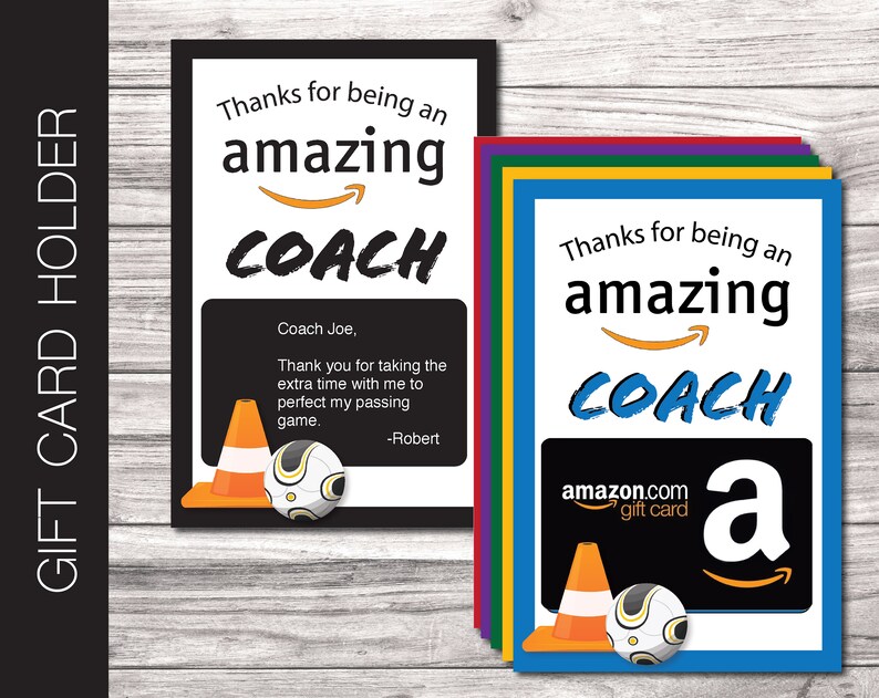 Printable SOCCER COACH Appreciation Amazon Gift Card Holder. 6 Etsy