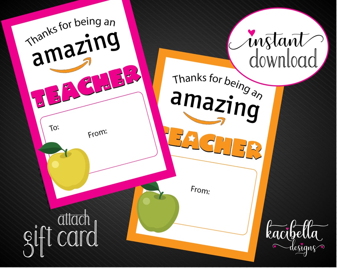 Printable AMAZON Teacher Appreciation Gift Card Holder. Thank - Etsy