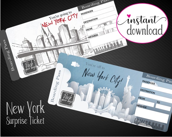Biglietto regalo stampabile per viaggio a sorpresa a NEW YORK. Carta  d'imbarco. Biglietto stampabile. Biglietto di viaggio. Biglietto per le  vacanze. Download immediato di PDF modificabile -  Italia