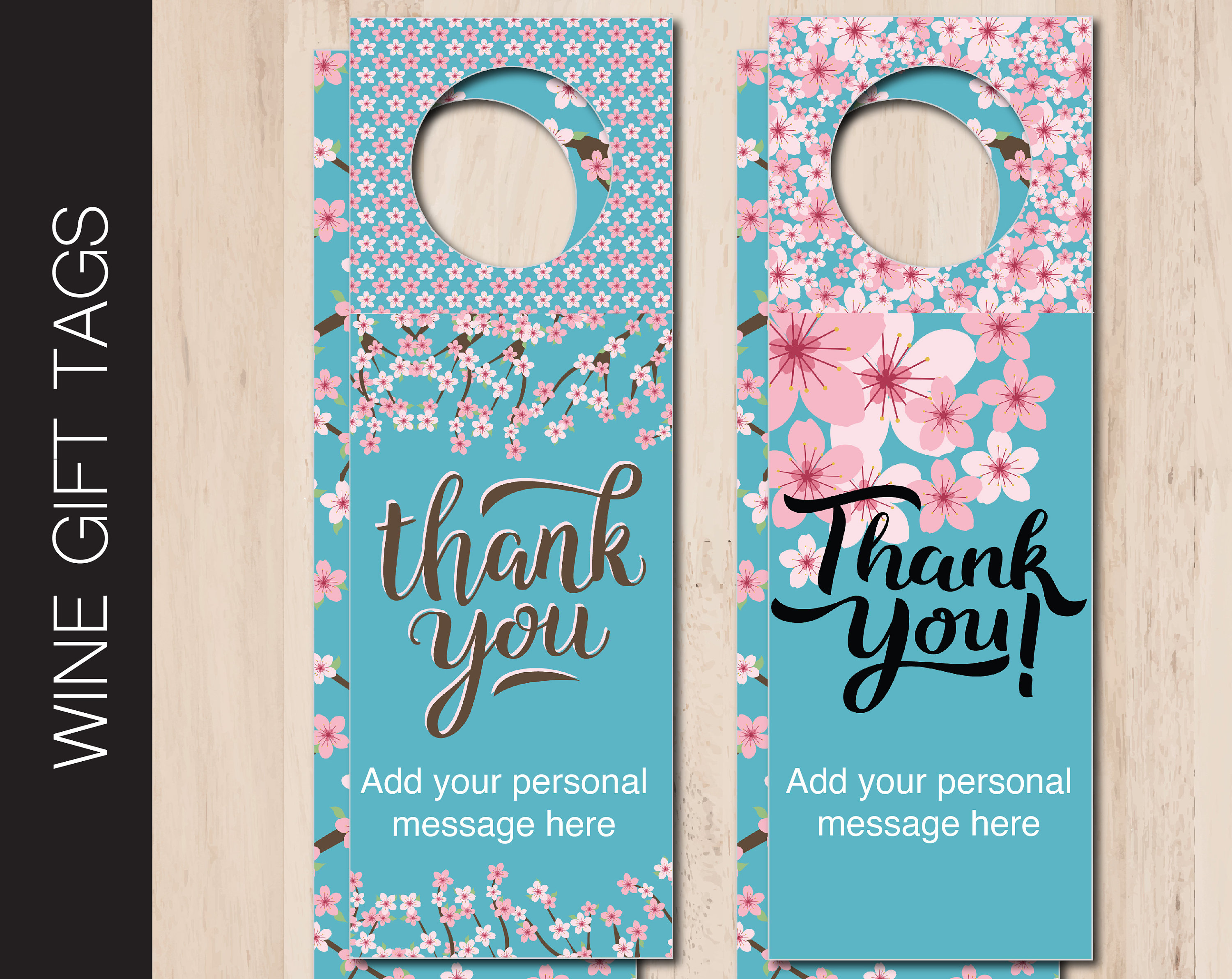 Printable PERSONALIZED Wine Gift Tag. Thank You. Wine Bottle Etsy