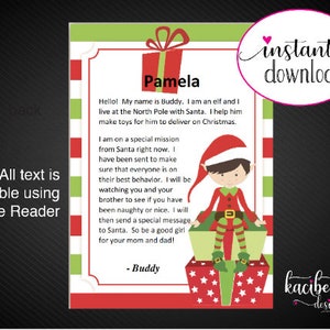 Printable ELF Personalized Letter. Letter From Elf. Christmas Letter ...