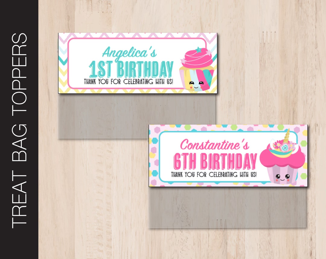 Printable BIRTHDAY Treat Bag Topper Candy Bag Party Favor Pastel ...