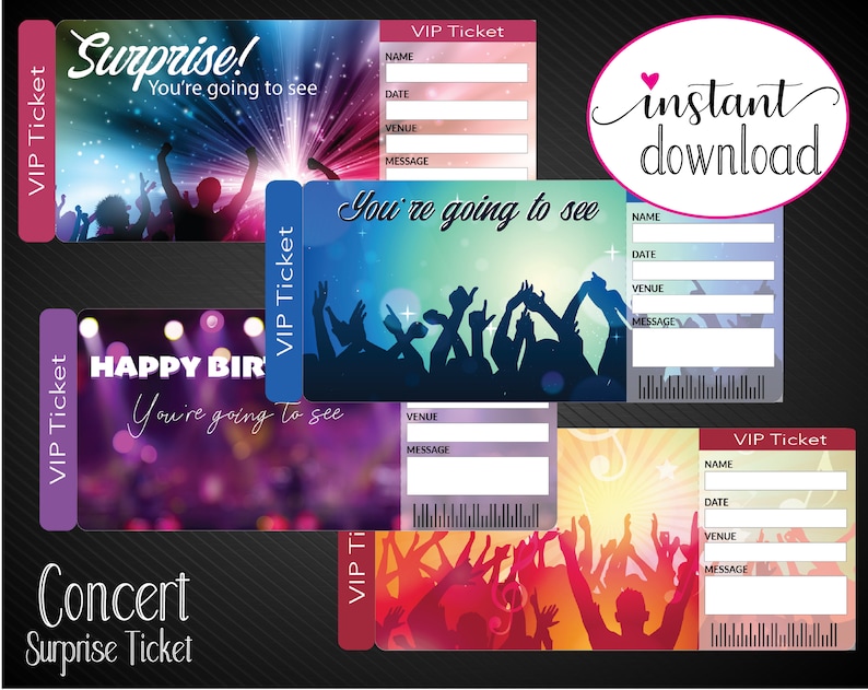 Printable CONCERT Surprise Ticket. Editable Artist Band Etsy