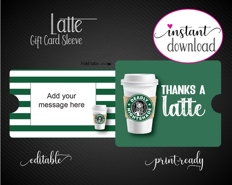 Printable DISNEY Themed Starbucks Coffee Gift Card Sleeve