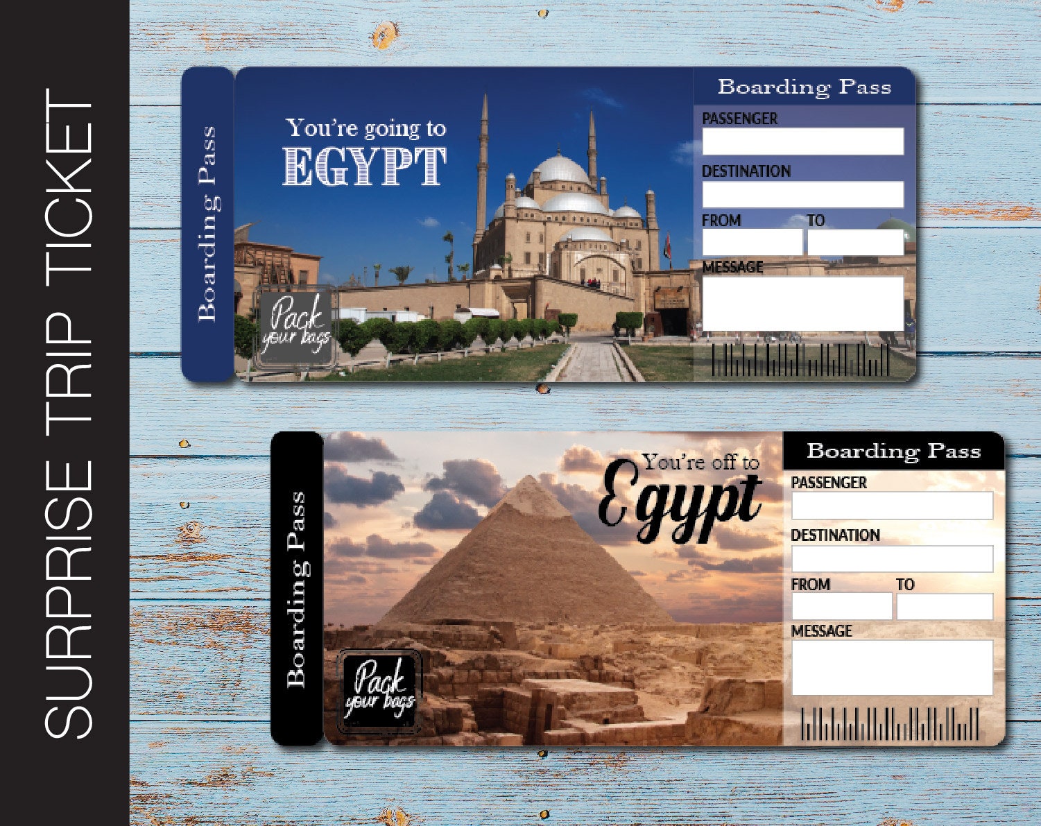 Printable EGYPT Surprise Trip Gift Ticket. Boarding Pass. Trip Etsy