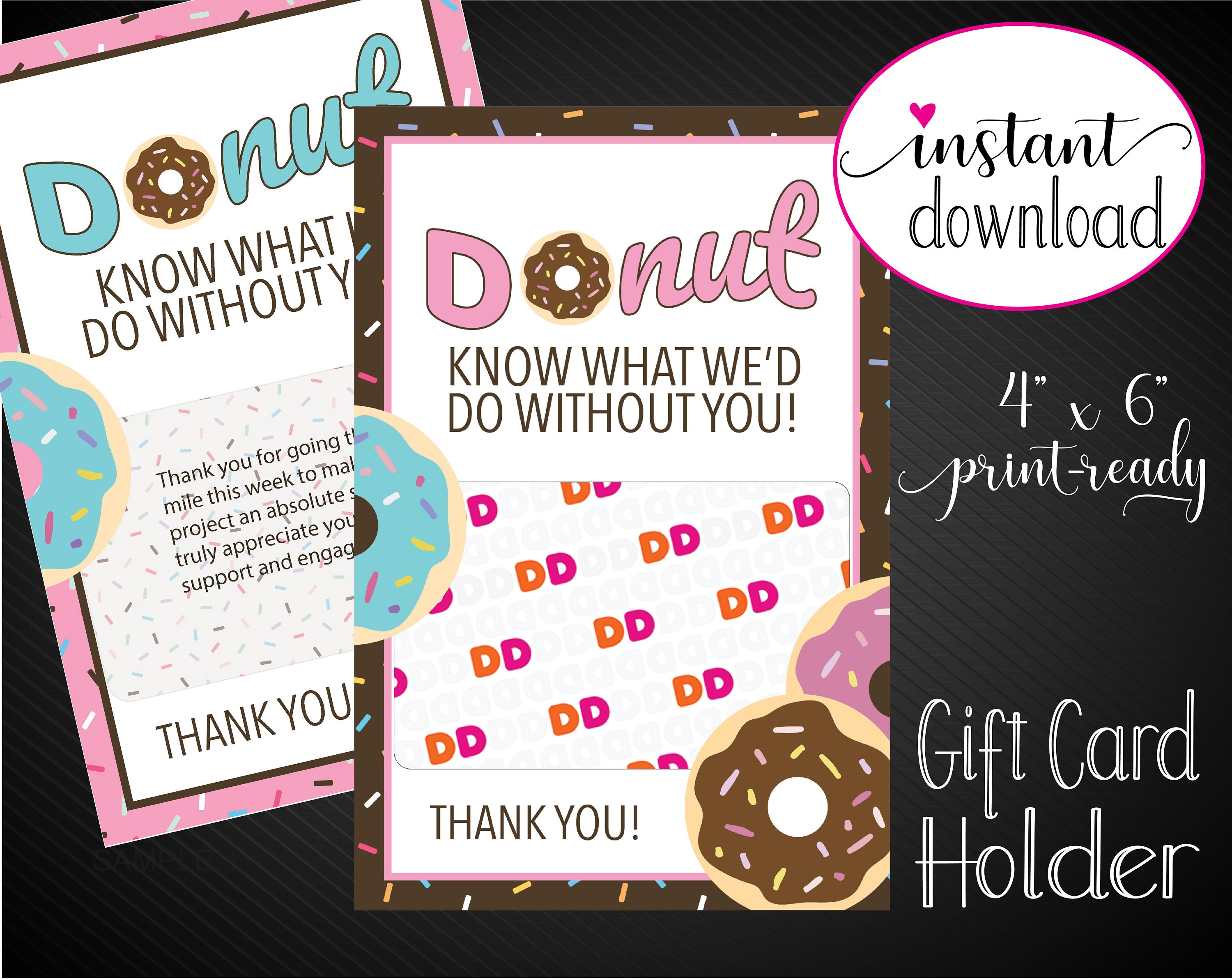 Printable APPRECIATION Donut Gift Card Holder. Instant Etsy Singapore