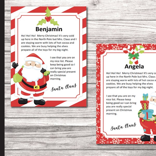 Printable SANTA CLAUS Personalized Letter. Letter from Santa. Christmas Letter. PDF all editable text.