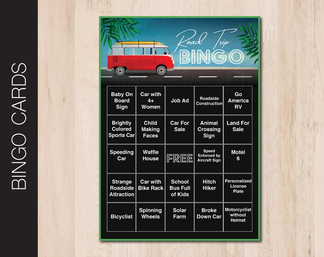 Printable ADULT ROAD TRIP Bingo Game 20 Printready or Editable Pdf