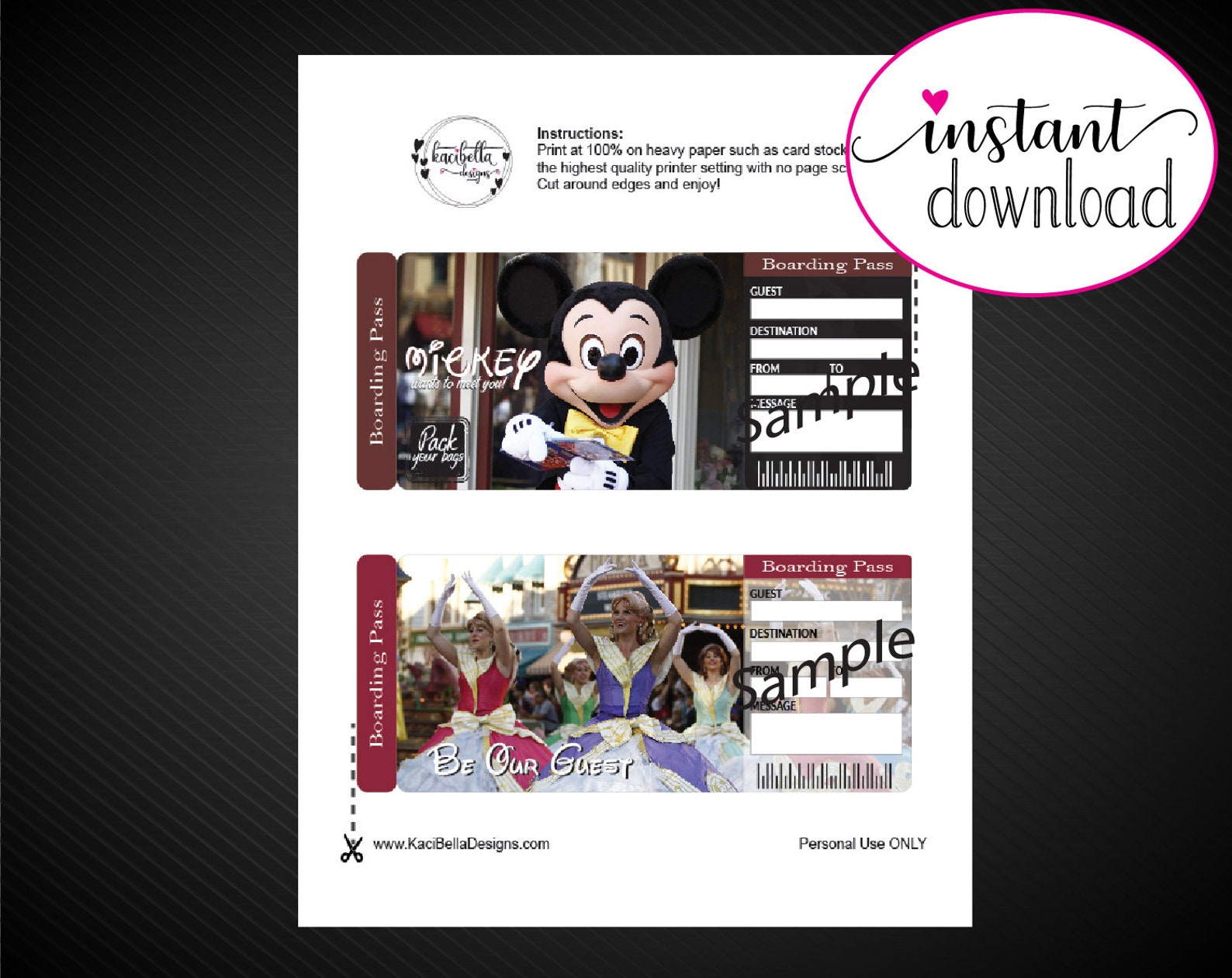 Printable DISNEY Surprise Trip Tickets. Disney World / - Etsy