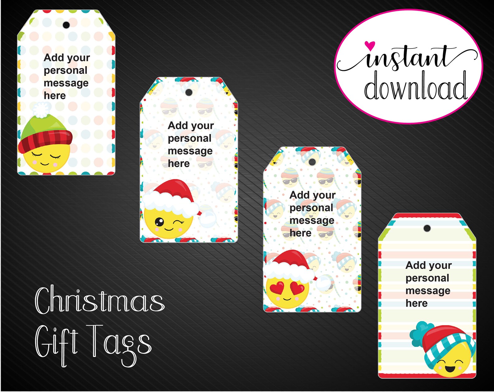 Printable CHRISTMAS EMOJI Gift Tags. Emoji Merry Christmas. - Etsy