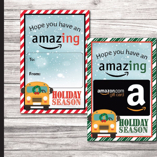 Printable CHRISTMAS Bus Driver Gift Card Holder. Merry Christmas to an Amazing Teacher. Instant Download. Personalized message.