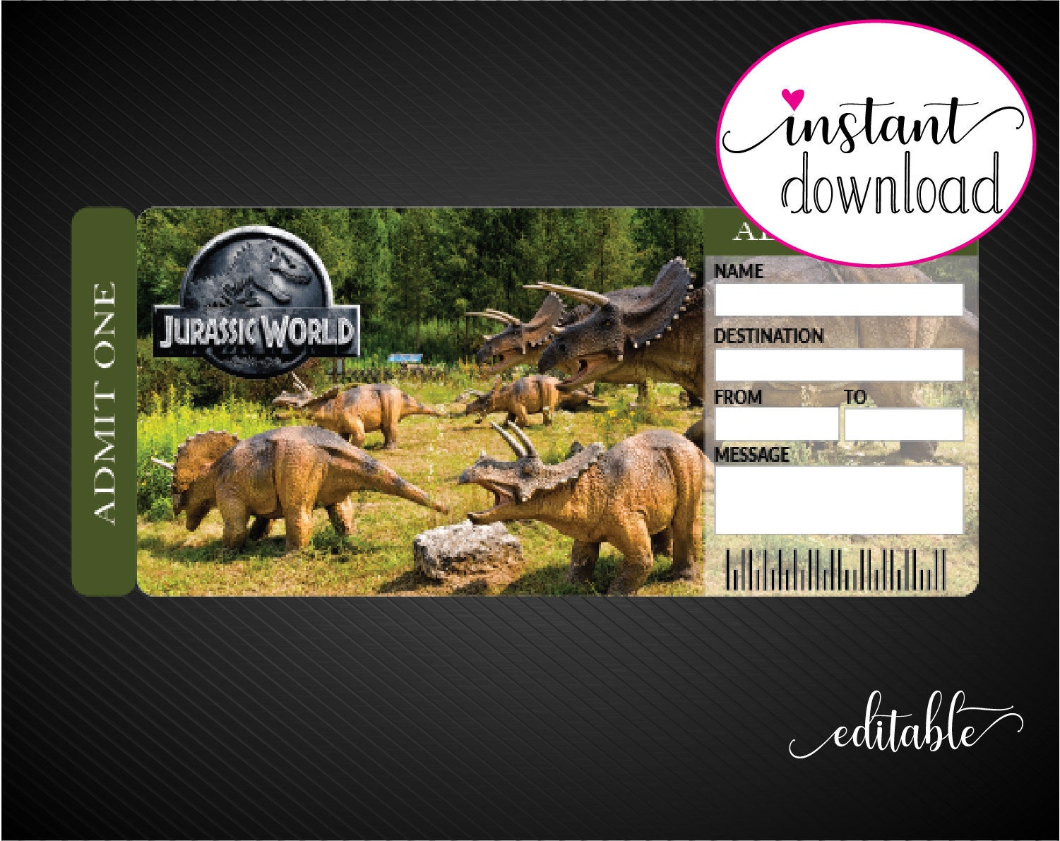 Printable JURASSIC WORLD Surprise Universal Studios Trip - Etsy