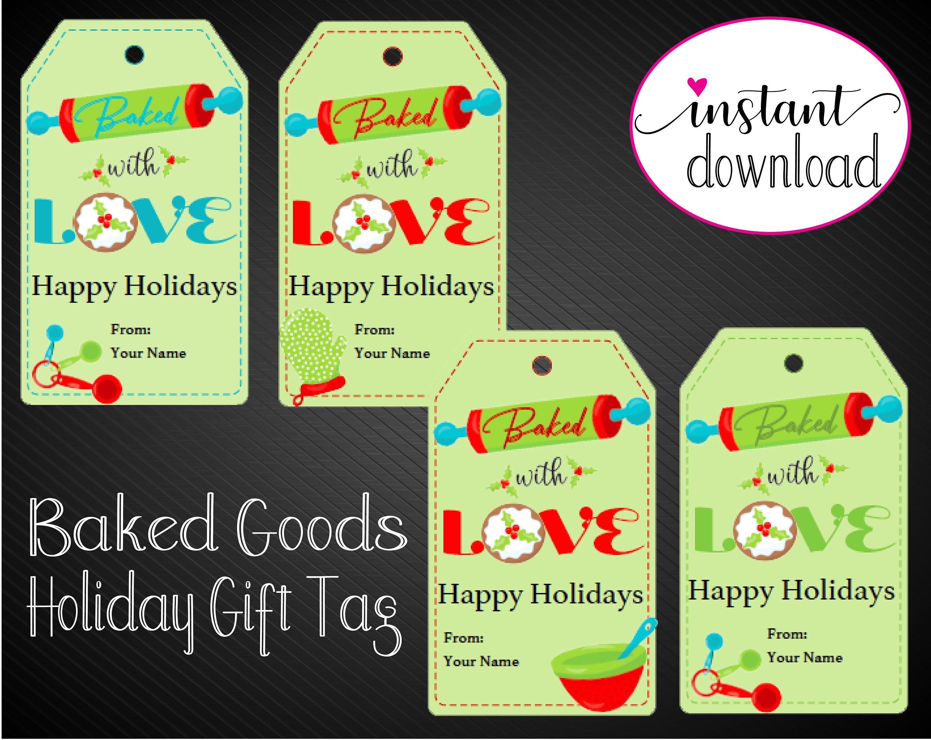 Printable HOLIDAY Baked Goods Gift Tags. Baked With Love Etsy Australia