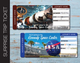 Printable KENNEDY SPACE CENTER Surprise Trip Tickets. Vacation Ticket.  NaSA.  Boarding Pass.