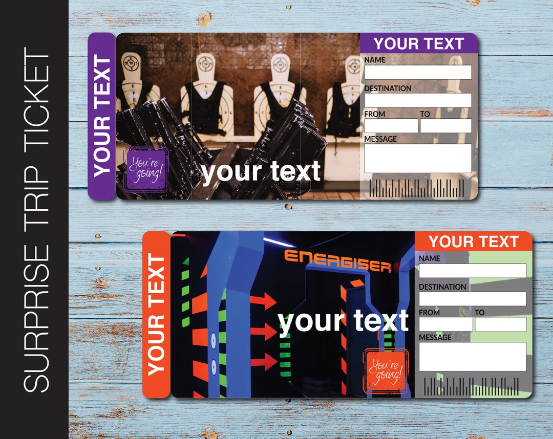 Printable LASER TAG Surprise Gift Reveal Ticket. Admission Pass. Printable Ticket. Trip Ticket