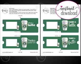 Printable BUSINESS Starbucks Coffee Gift Card Sleeve / Envelope. Thanks a  Latte! Add Your Logo. Digital Instant Download - Etsy