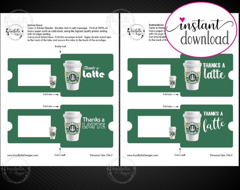 Printable BUSINESS Starbucks Coffee Gift Card Sleeve / Etsy