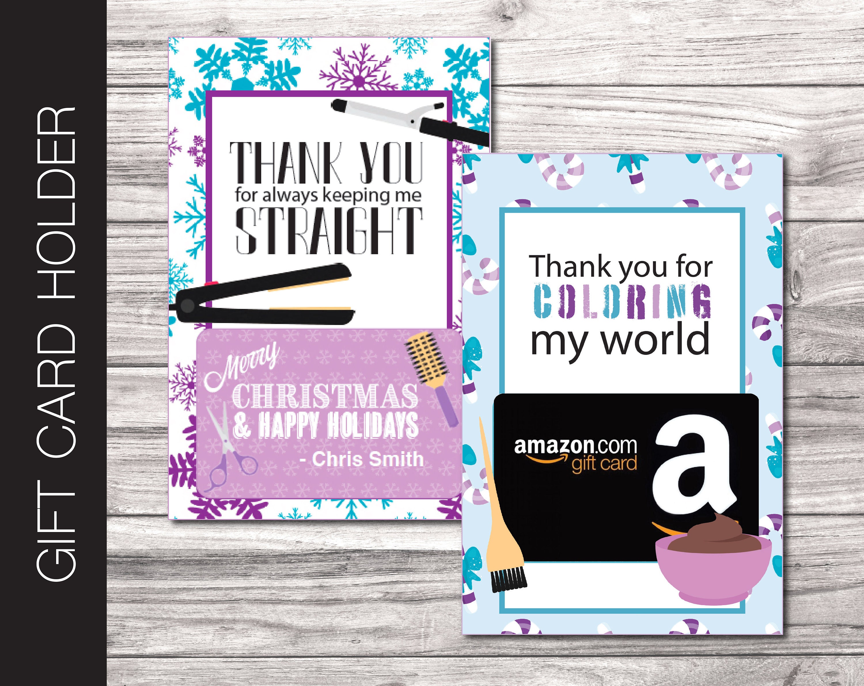 Printable CHRISTMAS Hair Stylist Gift Card Holder. Hair Etsy