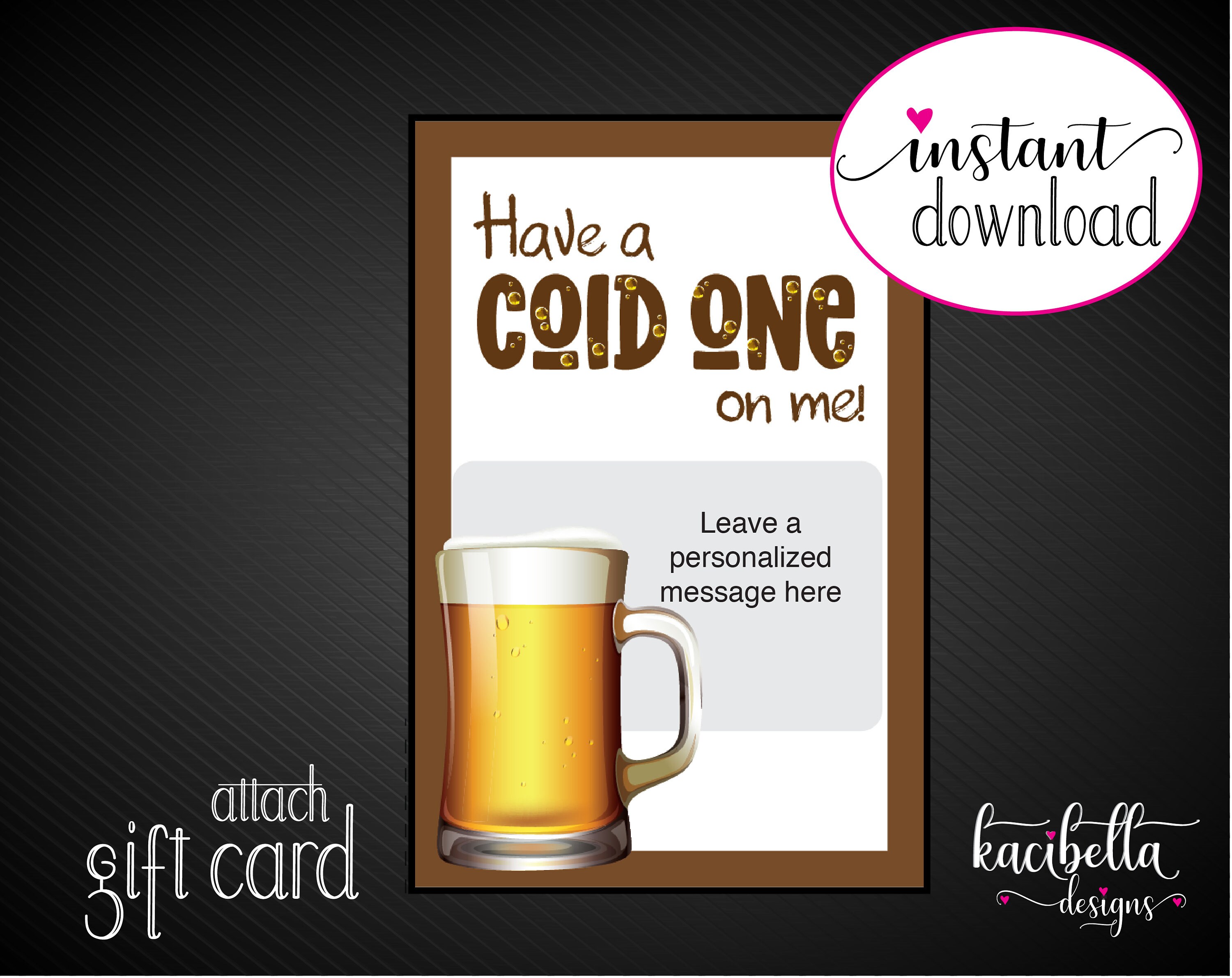 Printable CELEBRATION Beer Gift Card Holder. Have a Cold One Etsy