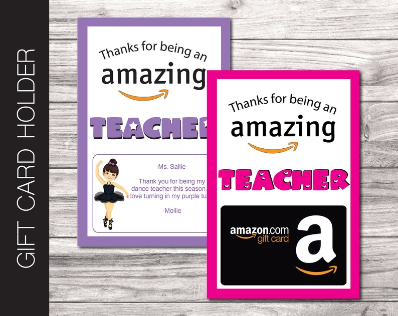Printable Dance Teacher Appreciation Amazon Gift Card Holder Etsy