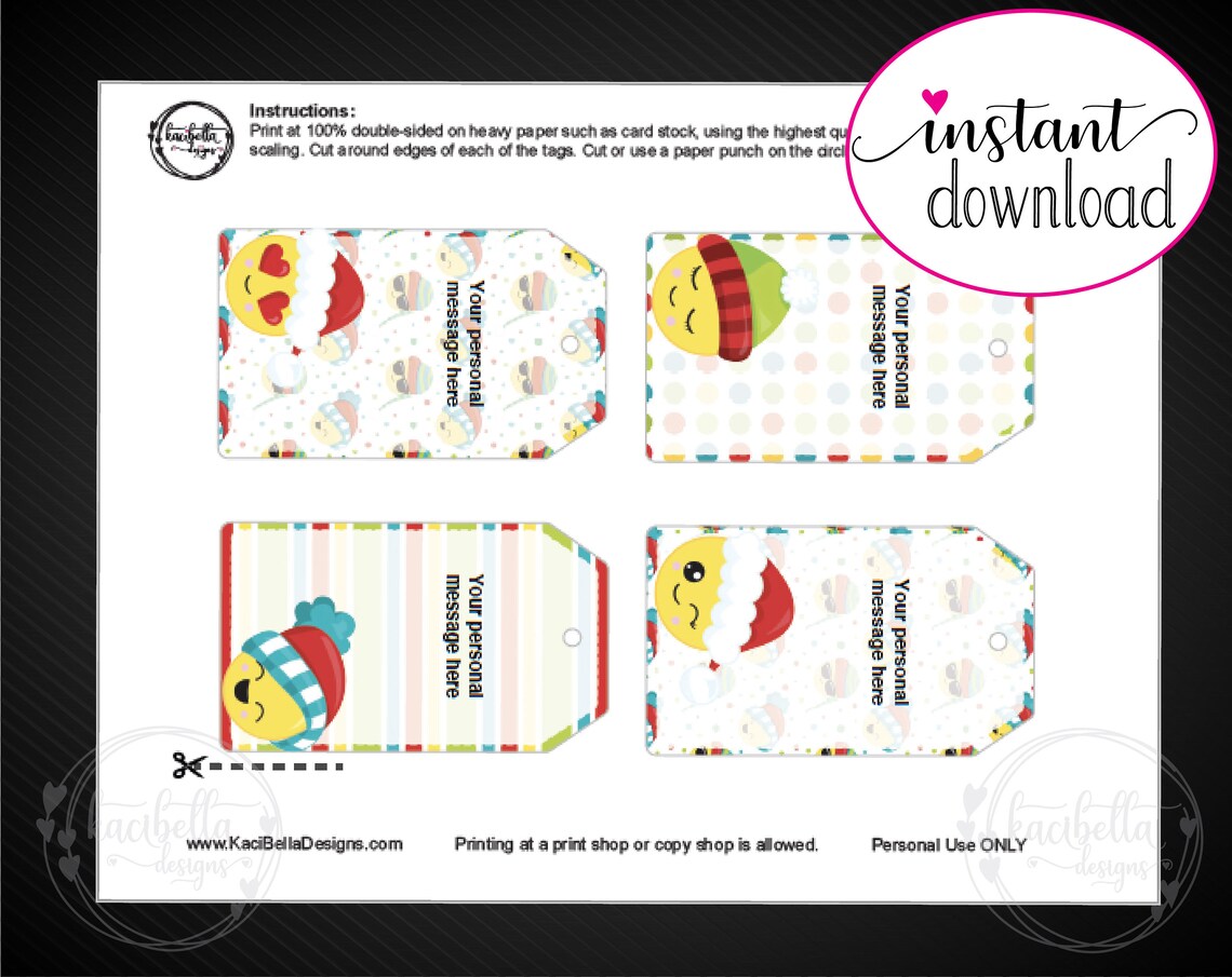 Printable CHRISTMAS EMOJI Gift Tags. Emoji Merry Christmas. - Etsy