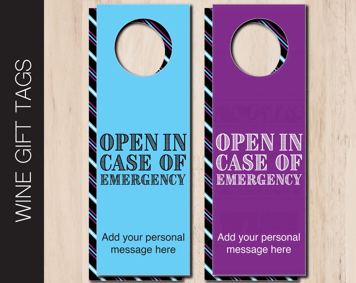 Printable PERSONALIZED Wine Gift Tag. Open in Case of Etsy