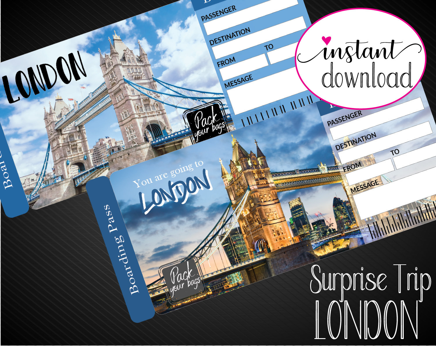 Printable LONDON Surprise Trip Gift Ticket. Boarding Pass. Etsy UK