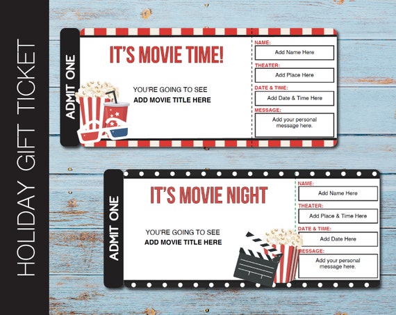Adverteerder Ijsbeer publiek Printable MOVIE Gift Tickets. Cinema Themed Gift Reveal - Etsy België