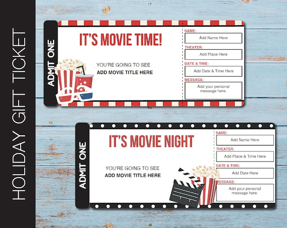 Adverteerder Ijsbeer publiek Printable MOVIE Gift Tickets. Cinema Themed Gift Reveal - Etsy België