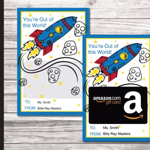 Father's Day Printable OUT OF THIS WORlD Gift Card Holder.  You are Out of this World!  Rocket.  Editable PDf. Printable Digital File.
