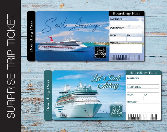 Ausdruckbare KREUZFAHRT-Geschenk.  Bordkarte für Kreuzfahrten