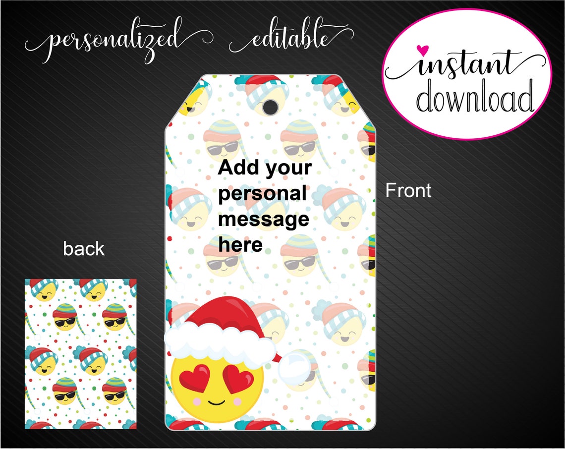 Printable CHRISTMAS EMOJI Gift Tags. Emoji Merry Christmas. - Etsy