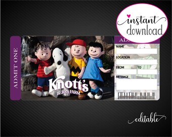 Printable KNOTTS BERRY FARM Surprise Trip Tickets. Vacation Ticket. Mock  Boarding Pass / Admission Ticket.