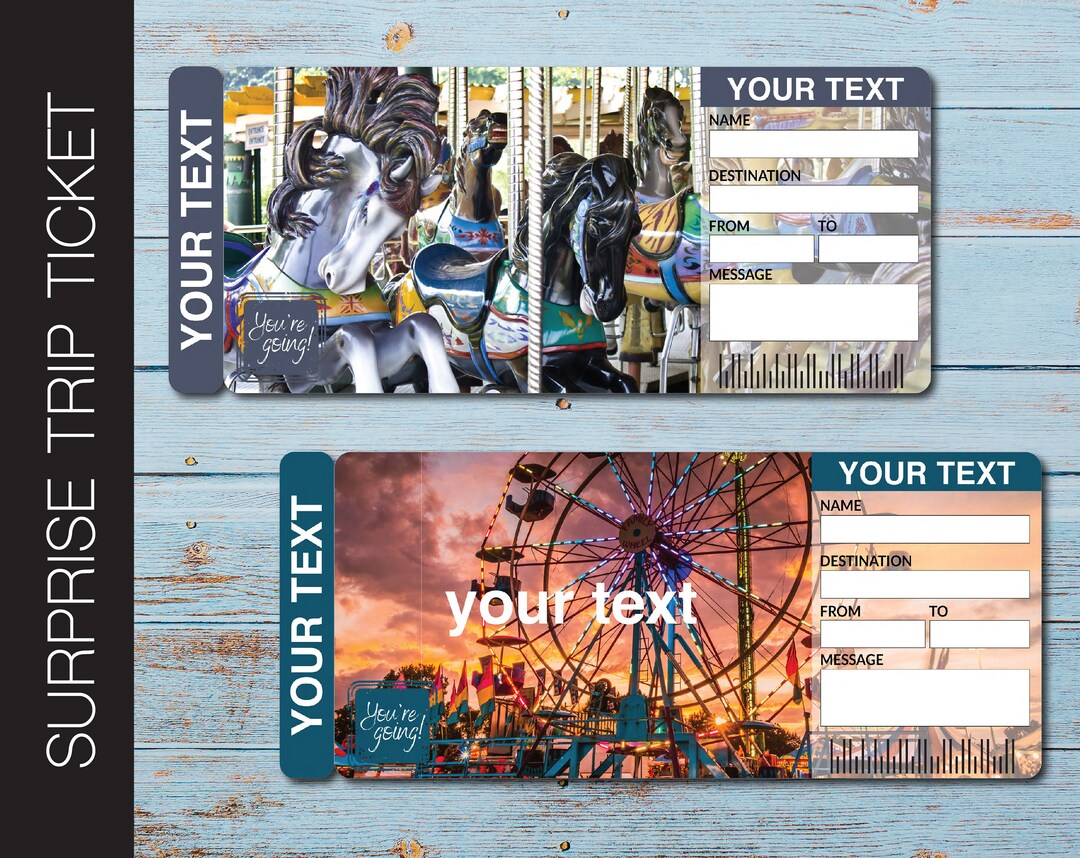 Printable FAIR or THEME PARK Surprise Gift Reveal Ticket. Admission ...