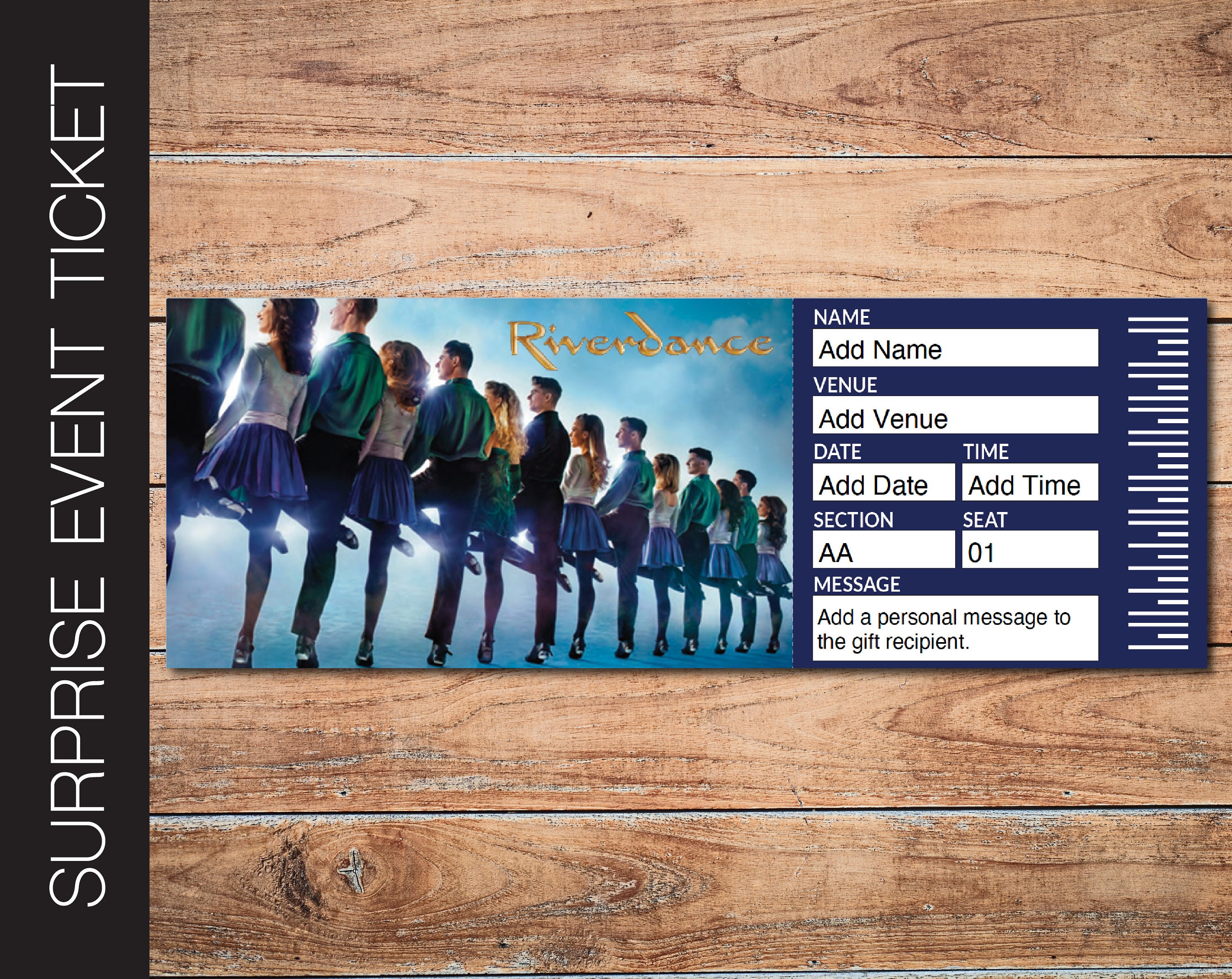 Printable RIVERDANCE Broadway Surprise Ticket. Editable Musical Theatre Faux Event Admission Souvenir Keepsake PDF Instant Download