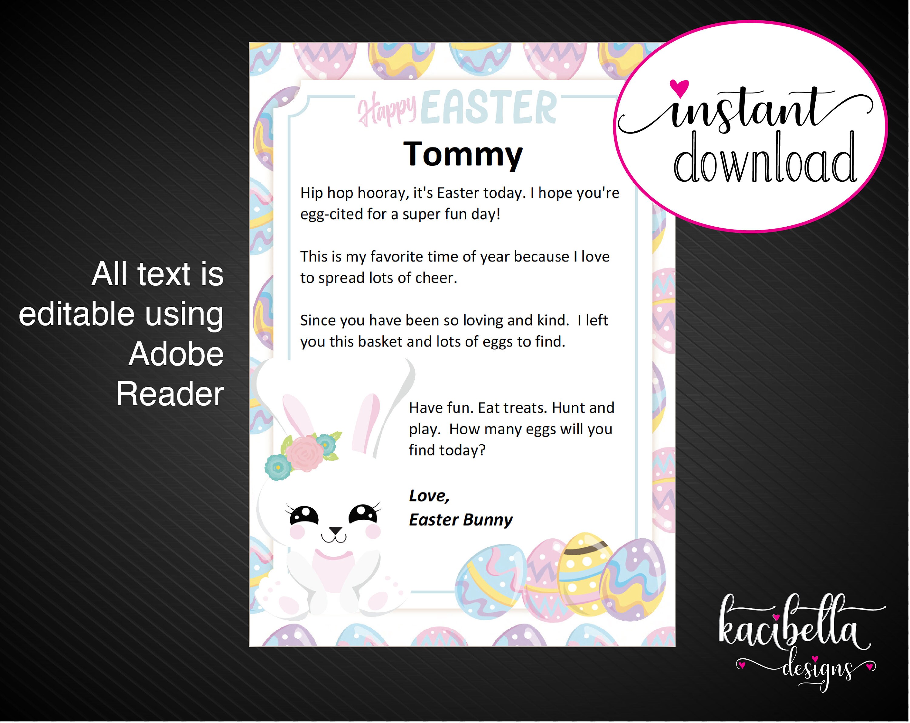 Printable EASTER BUNNY Personalized Letter. Letter From Easter Bunny ...