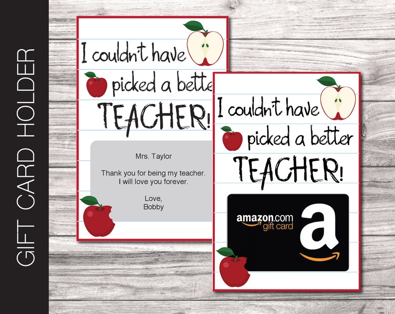 Printable TEACHER APPRECIATION Gift Card Holder. I - Etsy
