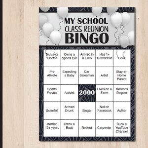 Printable CLASS REUNION Bingo Game | 40 Print-ready or Editable PDF ...